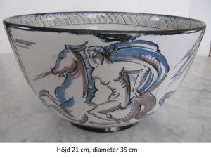 Bålskål, 20 cm hög, diameter 35 cm, troligtvis från tiden på Uppsala Ekeby.