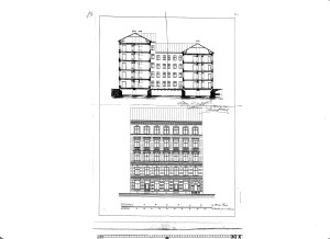 Bygglovssritning på Dalagatan 44 daterade december 1884