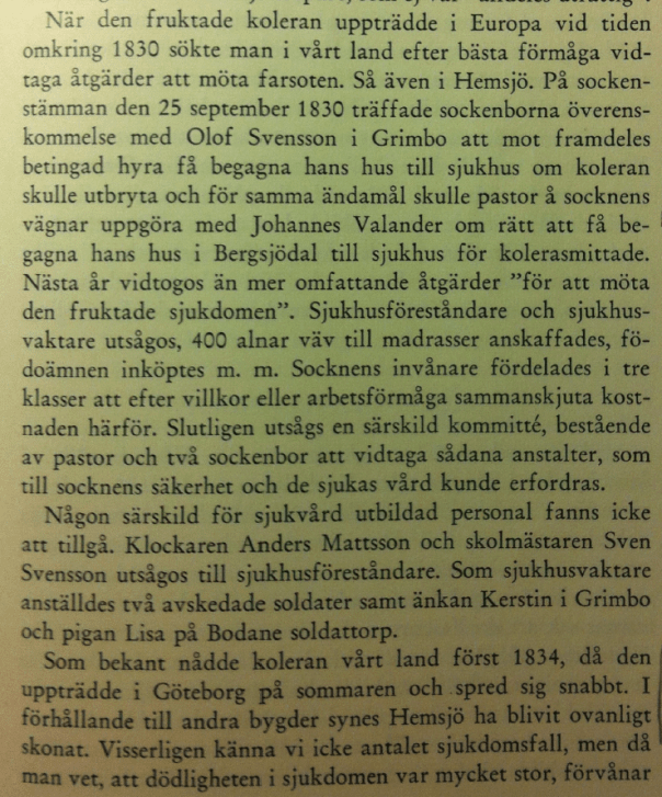 Utdrag ur Fridolf Wildtes bok ”Hemsjö en västgötasocken intill mitten av 1800-talet” utgiven 1954