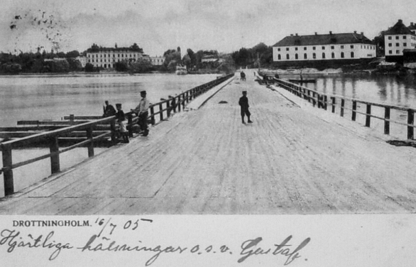 Flottsbro till Drottningholm - vykort 1905