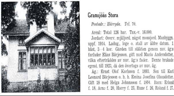 Stora Gransjöås - Källa Gods och gårdar Älvsborgs län